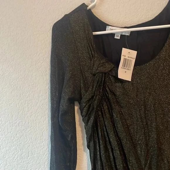 NWT The Vanity Room size medium black with gold shimmer dress - Picture 2 of 6